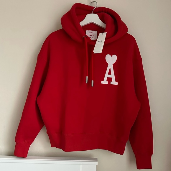 NWT Ami x kevin lyons red hoodie XS Ami de Coeur Hoodie - Picture 2 of 8